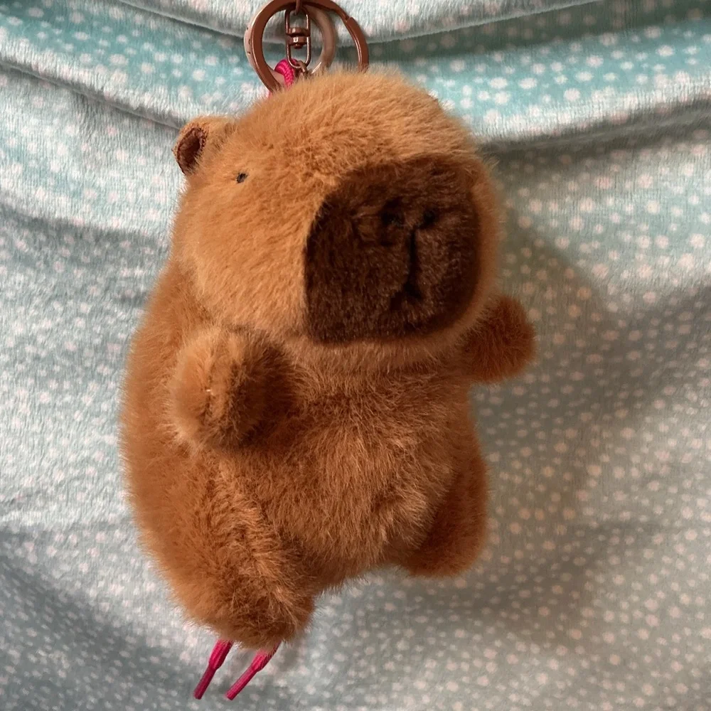 Capybara Bag Charm with Pink Floatie and Rope